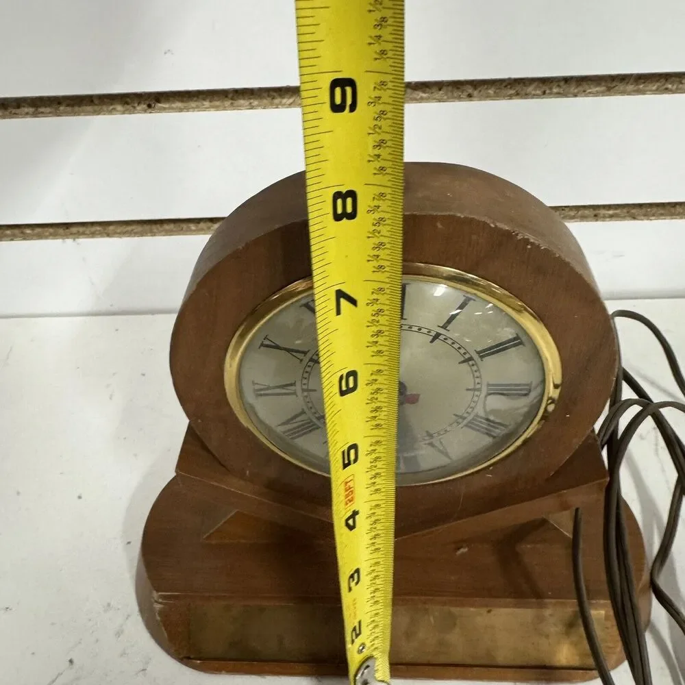 VTG MCM Sessions Electric Table Mantle Clock Wood Made By John D Varble Chicago